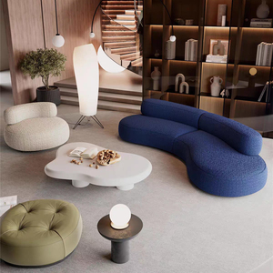 Nordic Designer Curved Moon <b>Sofa</b> Set Simple Lamb Wool Multi-Person Combination for Living Room Vacuum Compressed <b>Sofas</b> - Product Image 2