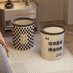 Cubo de basura grande de plástico, cilíndrico, sin tapa, estilo nórdico, para sala de estar, dormitorio, cocina, baño, uso interior, tamaño grande - Product Image 2