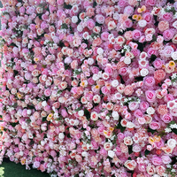 Toile de fond murale de fleurs artificielles chaudes Rose 3d pour la décoration de scène d'événement de fête de mariage
