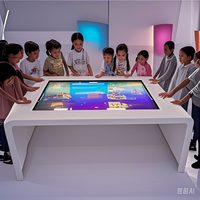 Table d'écran tactile d'intérieur d'affichage à cristaux liquides de verre trempé imperméable de 55 pouces tout en un table intelligente interactive de contact de PC