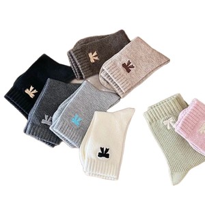 Women Crew <b>Socks</b> With Bow Design Warm Thermo Mid Calf <b>Socks</b> For Autumn Winter Fashionable Casual Wear - Product Image 2