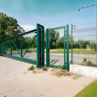 Cantilever metal schuifpoort, elektrische automatische motor aangedreven schuifpoort voor tuin en oprit, ijzeren schuifpoort voor huis