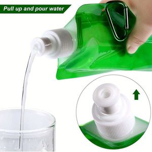 Outdoor Travel <b>Climbing</b> Reusable Folding Beverage Container Plastic Water <b>Bag</b> Foldable Drinking Bottles with Carabiner - Product Image 4