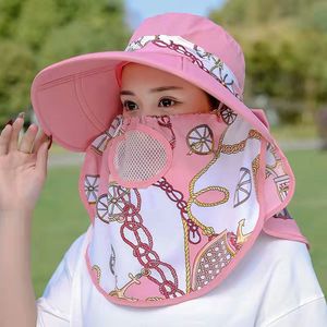 Chapeau de soleil à large bord pour femme avec protection faciale UPF 50, en coton respirant, idéal pour la cueillette du thé, le travail agricole en extérieur et la protection UV estivale - Product Image 2