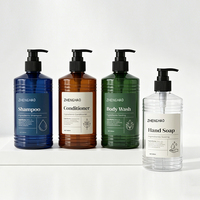 Emballage personnalisé de bouteilles rondes en PET transparentes de 500 ml (16 oz) pour shampooing, après-shampooing et gel douche, pour les soins des cheveux et du corps
