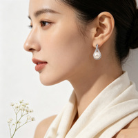Superbes boucles d'oreilles créoles en argent 925 pour femmes, ornées de zircone cubique et de perles, vente en gros