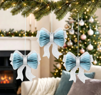 Meilleures ventes 2026 : Grand ornement de Noël en forme de papillon artificiel, avec ruban pailleté et strass, et nœud en nid d'abeille, à suspendre à l'arbre de Noël