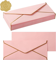 Portefeuille pour cartes cadeaux de mariage, enveloppe DL n°5, style occidental, papier épais de luxe, bordure dorée, impression de logo personnalisée pour anniversaire