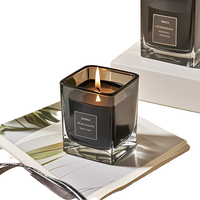 Bocaux à bougies en verre givré personnalisés avec étiquette privée, gaufrés, 4oz 8oz 10oz 14oz, supports de bougies carrés en verre ambré, personnalisables