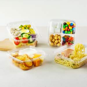 Confiable Marca de Taiwán Material PET 21 OZ Desechable Contenedor de alimentos cuadrado de 2 compartimentos Tamper evidente y reciclable - Product Image 6