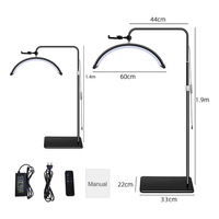 Lampe de sol LED demi-lune de 24 pouces, lumière d'appoint en forme de U pour les extensions de cils, le tatouage des sourcils et l'utilisation en salon de beauté