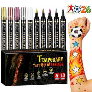 Marqueurs de tatouage temporaire double tête en plastique écologique pour le corps et le visage – Idéal pour les fêtes et festivals - Product Image 1