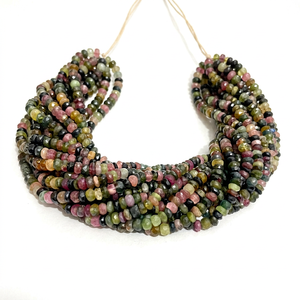 Perles Rondelles Facettées en Tourmaline Naturelle AAA+ 4-5mm, Tourmaline Multicolore, Tourmaline Pastèque, Perles Rondelles Multicolores - Product Image 1