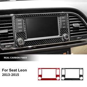 Véritable <span class=keywords><strong>autocollant</strong></span> en Fiber de carbone souple pour <span class=keywords><strong>Seat</strong></span> <span class=keywords><strong>Leon</strong></span> 2013 2014 2015 LHD RHD voiture contrôle Central écran cadre intérieur accessoires - Product Image 2