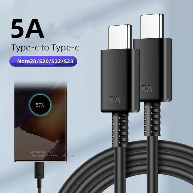 5A Super Fast Charging USB C to USB C Cable 100W PD Power Delivery Type C Data Sync Cord for Laptop Android Phone Black