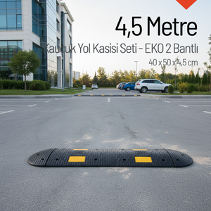 Pente de ralentissement en caoutchouc recyclé Eco à 2 bandes, ensemble de 4,4 mètres de long, noir, 8 pièces - Product Image 3