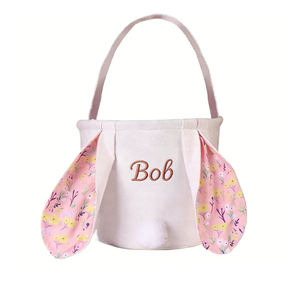 Bolsa de Mano con Bordado de Orejas de Conejo, Linda y Moderna, <span class=keywords><strong>para</strong></span> la Caza de Huevos de Pascua, Cesta Grande de Conejo <span class=keywords><strong>para</strong></span> Niños, Decoración de Fiesta - Product Image 5