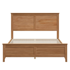 Lit plateforme moderne en bois massif, taille Queen, convertible et réglable, avec revêtement en velours, support robuste en lattes de bois, sans sommier. - Product Image 6
