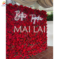 Mur floral 3D enroulable 8*8 pieds, fleurs artificielles en soie, violet, décoration de mariage, panneau mural, toile de fond