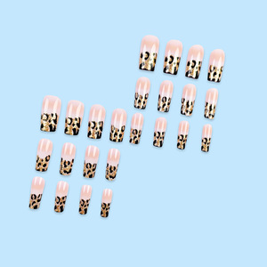Nouvelles 24 pièces de <span class=keywords><strong>faux</strong></span> <span class=keywords><strong>ongles</strong></span> pour filles, à presser, courts, carrés, imprimé léopard, motifs 3D, pointes d'<span class=keywords><strong>ongles</strong></span> artificielles, manucure – Vente chaude - Product Image 3