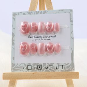 Faux ongles carrés courts en acrylique faits à la main, couvrance totale, forme cercueil, design rose, vente en gros, approvisionnement en vrac - Product Image 1