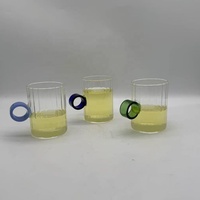 Tasses en verre à paroi simple de 120 ml, créatives, avec poignée en forme de boule colorée, style classique, compatibles lave-vaisselle et micro-ondes, personnalisables pour le petit-déjeuner
