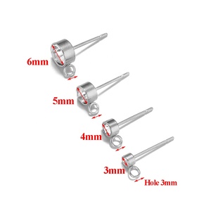 20 pezzi in acciaio inox 3 4 5 6mm zircone orecchini Post con gancio per fai da te orecchini per fare gioielli prodotti all'ingrosso - Product Image 3