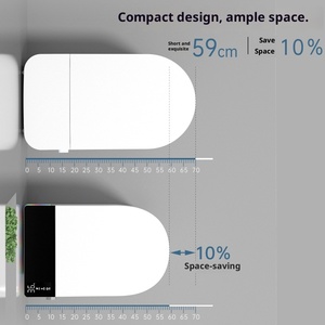 WC intelligent rond à poser au sol, 58 cm, avec siphon en S, siège chauffant et télécommande, gain de place - Product Image 4