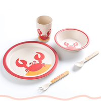 Ensemble de vaisselle pour enfants en fibre de bambou, sans BPA, respectueux de l'environnement, assiettes, bols, ustensiles, vaisselle pour tout-petits, dessins animés, pour les repas