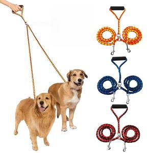Pet <span class=keywords><strong>Dog</strong></span> Lead Rope Outdoor-Training für zwei Hunde Bequemer Griff Eins für zwei Nylon Woven <span class=keywords><strong>Dog</strong></span> Double-Ended Lead Rope für Hunde - Product Image 1
