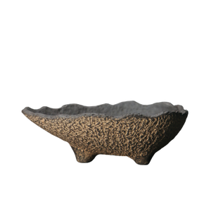Pot de fleurs en céramique artisanale, forme irrégulière, style zen, pour bonsaï de bureau, design croissant Nanban - Product Image 5