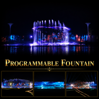 Fuente Comercial Programable de Gran Escala con Música, Luces, Sombras y Espectáculo de Agua, Luces Láser RGB, Acero Inoxidable