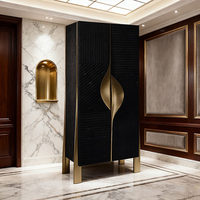 Armoire à vin en bois massif de conception créative personnalisée haut de gamme, armoire de rangement en métal pour villa et