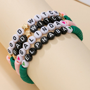 <b>Beaded</b> <b>Bracelets</b> Alphabet Letter Polymer Clay Couple Gift Jewelry Spring 2025 Yiwu Origin - Product Image 1