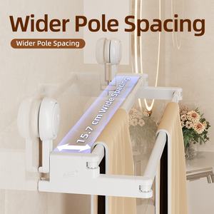 رف منظم للشبشب مثبت على الحائط للحمام ، حامل أكواب شفط مزدوج الطبقات ، رف مناشف - Product Image 4