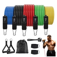 Juego de 11 piezas de entrenamiento físico de coordinación de fuerza personalizado, juego de bandas de látex de tubo de resistencia física