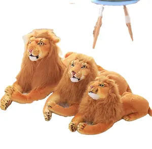 批发热卖定制不同尺寸可爱创意流行中国黄色仿真毛绒玩具狮子