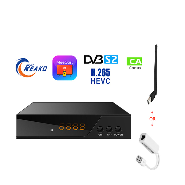 DVB-S2 H265 Satellite TV Receiver Set-Top Box FTA GX6605H 1080P HD Digital TV ECOS USB Wi-Fi/LAN Dongle Conax Irdeto Card