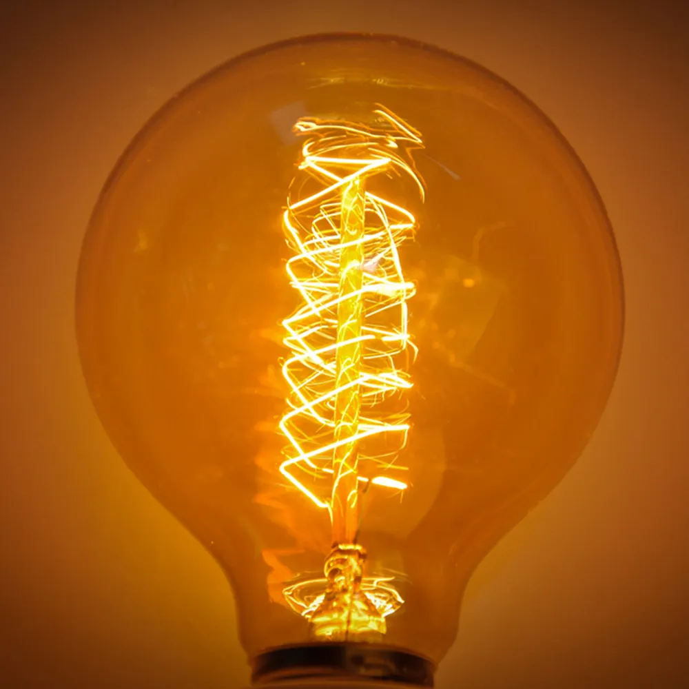 G-80 Spiral Halogen Filament 220V-240V LED Tungsten Light Bulbs Antique Amber Glass 40 Watt Led Lamp Vintage Edison Lamps