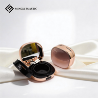 Boîtier vide carré en plastique ABS recyclable doré de 15g de la marque MINGLI pour BB crème, fond de teint liquide et blush cushion