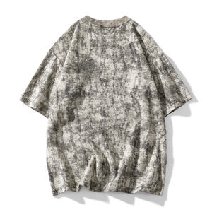 T-shirts à manches courtes unisexe, coupe ample et épaules tombantes, style rétro urbain, avec logo personnalisé, effet vieilli pur et délavé, pour adolescents. - Product Image 5