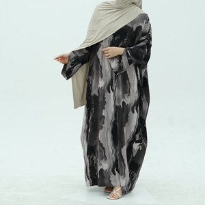 Sharut Dubai Abaya 2025 Kaftan Turc Modeste Abaya Robe Femmes Robe Musulmane Kimono Tie Dye Aquarelle En Mousseline De Soie Imprimé Ouvert Abaya - Product Image 5