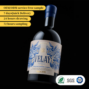 Etiquetas Personalizadas para Botellas de Vino OEM ODM, Estampado en Lámina Dorada Vintage, Etiqueta de Papel Kraft con Borde Decorativo en Relieve - Product Image 1
