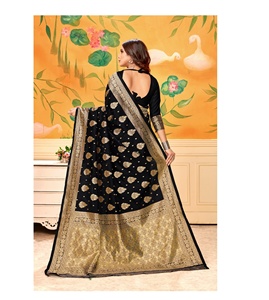 Sarees de Seda Suave Banarasi para Bodas, Venta al por Mayor, Pieza de Blusa sin Coser, Precio Bajo, Nuevo Diseño Moderno, para Ocasiones Especiales, Étnico - Product Image 1