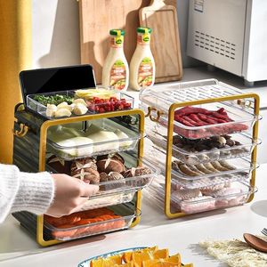 Stackable Kitchen Storage Rack Multi Layer Food Organizer For <b>Vegetables</b> Meat Fruits Hot Pot Prep With Transparent Trays - Product Image 5