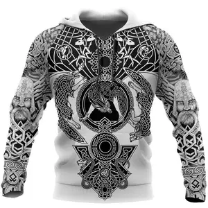 Viking Fashion Hooded Sweatshirt Herbst Unisex Odin Tattoo 3D-gedruckte Herren Hoodies Cool Street Hoodie Nordic Street Wear Factory