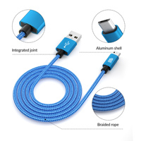 Cable USB a Micro USB con Carcasa de Aluminio Personalizable, Cable de Teléfono Multicolor con Carga Rápida y Trenzado, Compatible con Logotipo