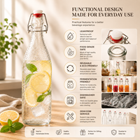 Bouteille en verre hermétique avec couvercle à boucle |   Bouteille de fermentation transparente pour jus de vin |   Conteneur à Boissons en Verre Blanc de Haute Qualité en Gros