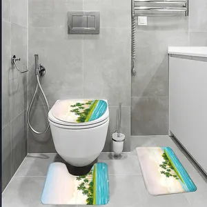 आधुनिक समुद्र तट शैली मेमोरी फोम चटाई स्नान गलीचा सेट शौचालय मैट
