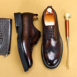 Men's Thick-soled High-Top Genuine Leather Business Formal Casual Leather Shoes Men - Product Image 3